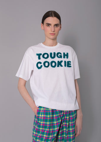 'Tough Cookie' faux fur t-shirt